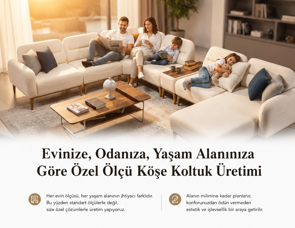 Evinize, Odanıza ve Yaşam Alanınıza Göre Özel Ölçü Köşe Koltuk Üretimi